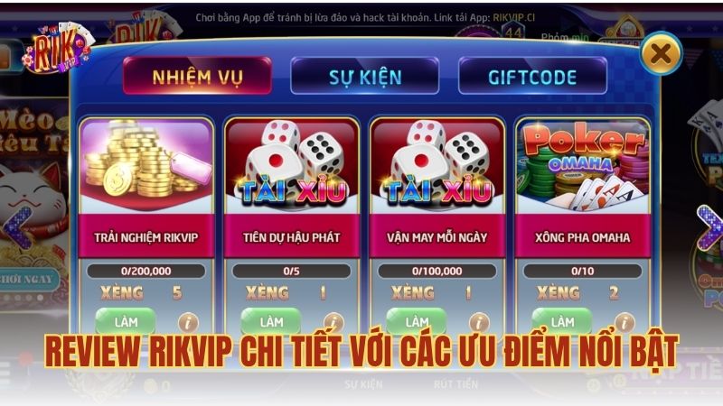 Review RIKVIP chi tiết với các ưu điểm nổi bật